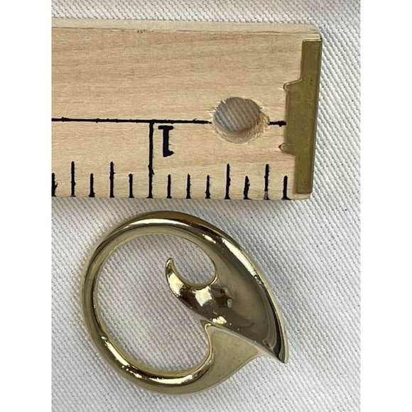 Vintage Large M Jent Abstract Circle Gold Tone Earrings Modernist Pierced Post - Picture 8 of 8